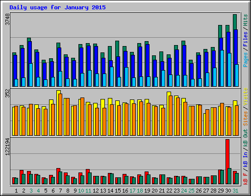 Daily usage for January 2015