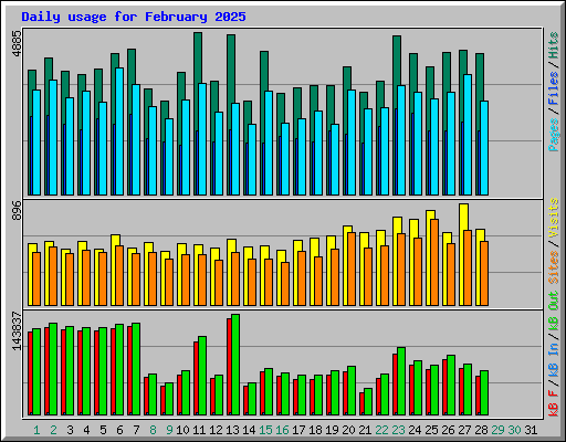 Daily usage for February 2025
