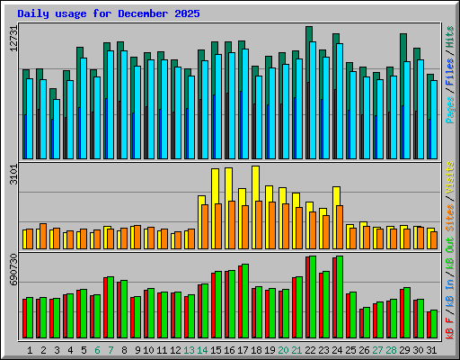 Daily usage for December 2025