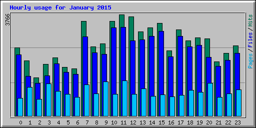 Hourly usage for January 2015