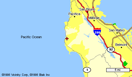 map showing San Bruno to Belmont