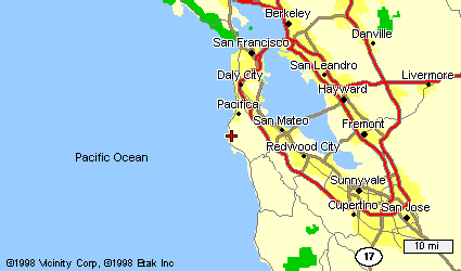 map showing San Francisco to San Jose