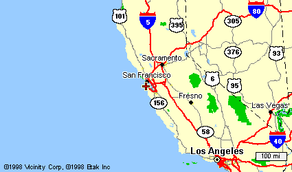 map showing San Francisco to Los Angeles